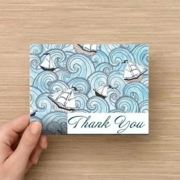 Unique Custom Printed "Thank You" Cards, Ocean - Picture 1 of 8
